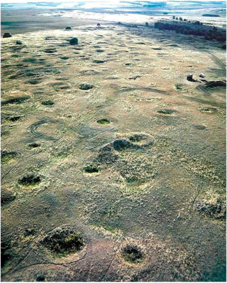 Рис. 1. Каргалы. вид на селище позднебронзового века Горный. Хороню различимы устья древних засыпанных шахт. Рис. 1. Каргалы. вид на селище позднебронзового века Горный. Хороню различимы устья древних засыпанных шахт.